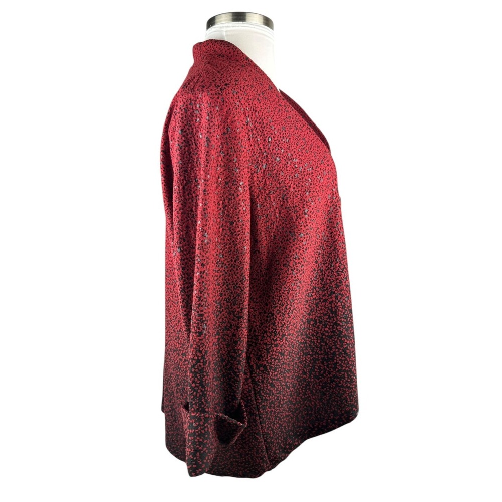 Ali Miles Toggle Button Artsy Asymmetrical Jacket Red & Black Ombre Plus Size 1X - Picture 8 of 13